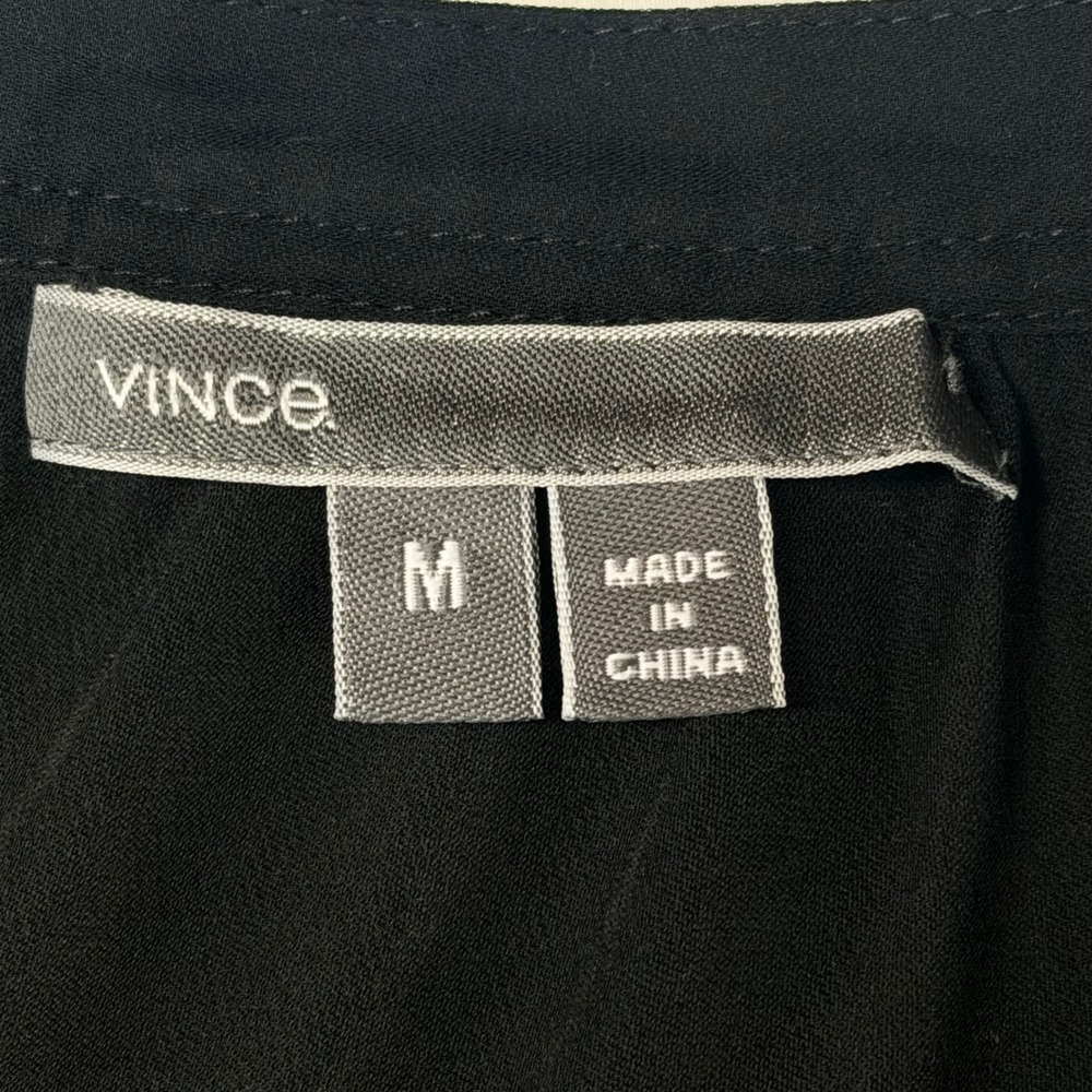 Vince 100% Silk Black Tunic Blouse V-Neck Minimalist Chic Quite Luxury Capsule M - Picture 5 of 8